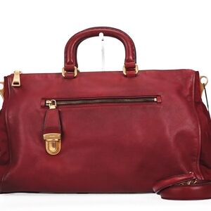 Prada Deep Red Leather Satchel